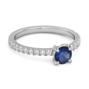 0.10 Ct Blue Sapphire 925 Sterling Silver Bridal Ring Engagement Ring
