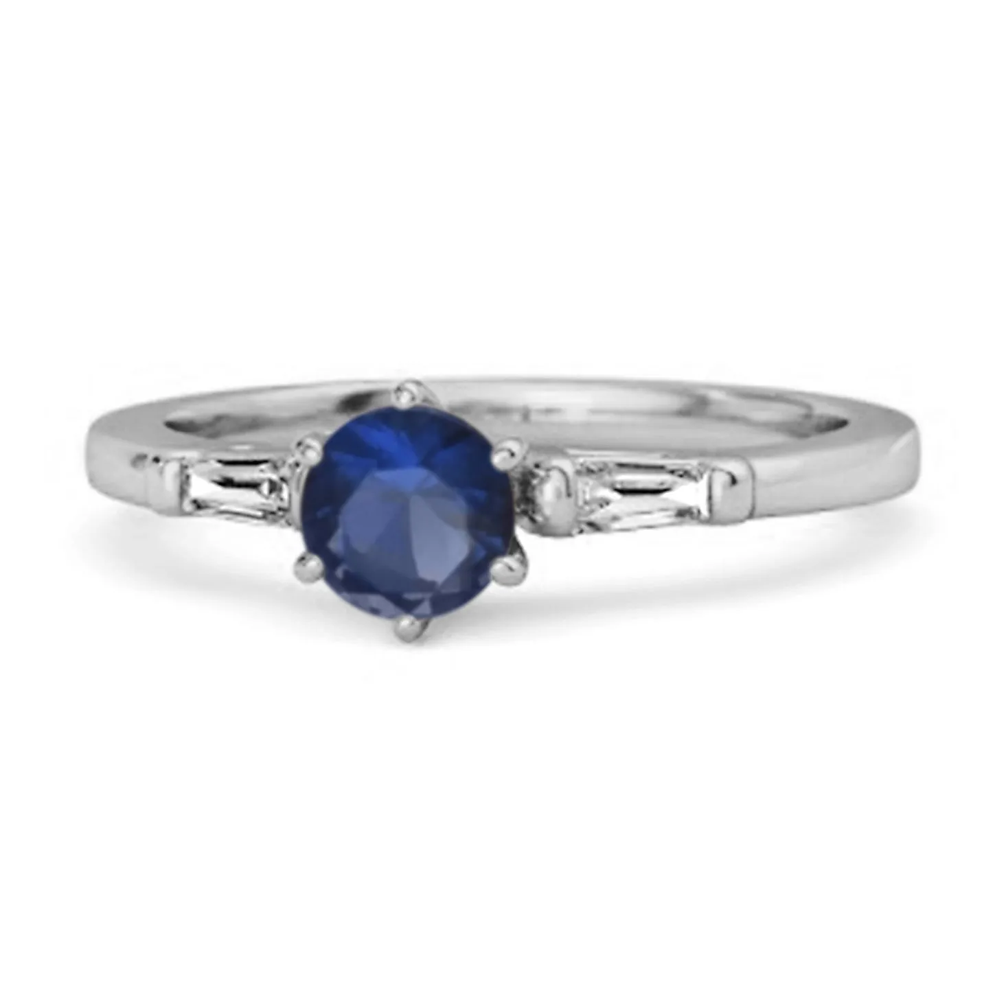 0.10 Ct Blue Sapphire 925 Sterling Silver Solitaire Anniversary Ring
