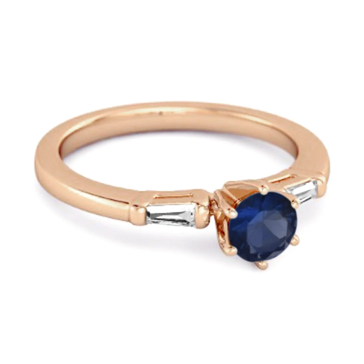 0.10 Ct Blue Sapphire 925 Sterling Silver Solitaire Anniversary Ring