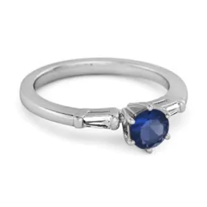 0.10 Ct Blue Sapphire 925 Sterling Silver Solitaire Anniversary Ring