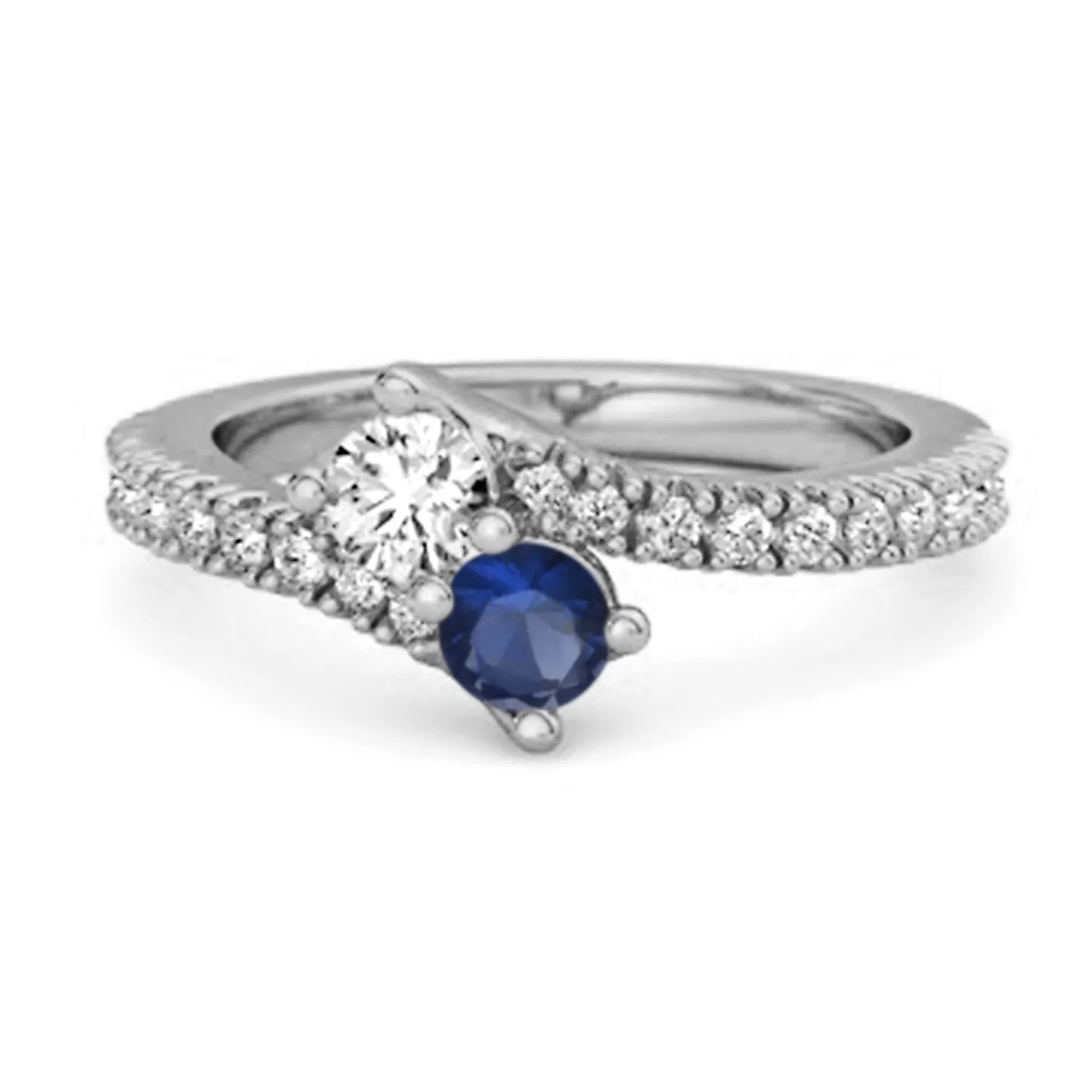 0.10 Ctw Blue Sapphire 925 Sterling Silver Split Shank Anniversary Ring