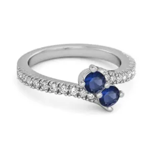 0.10 Ctw Blue Sapphire 925 Sterling Silver Split Shank Embrace Ring