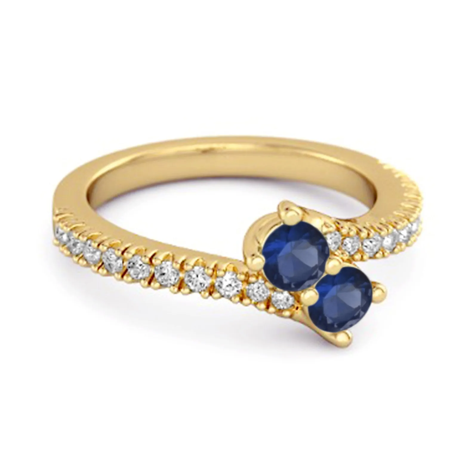 0.10 Ctw Blue Sapphire 925 Sterling Silver Split Shank Embrace Ring
