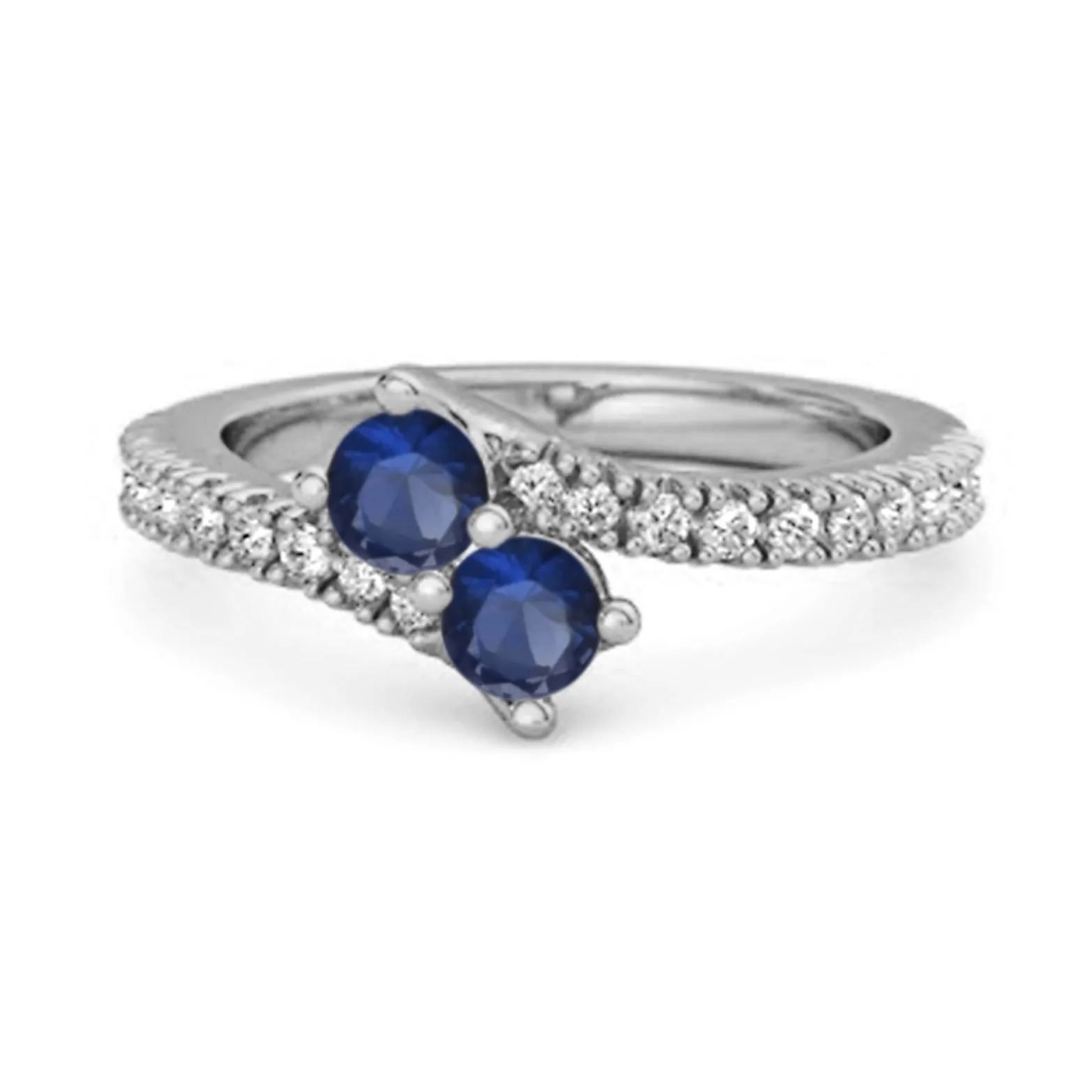 0.10 Ctw Blue Sapphire 925 Sterling Silver Split Shank Embrace Ring