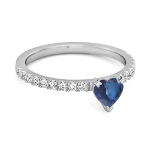 0.50 Cts Blue Sapphire 925 Sterling Silver Heart Ring Unique Lovers Ring