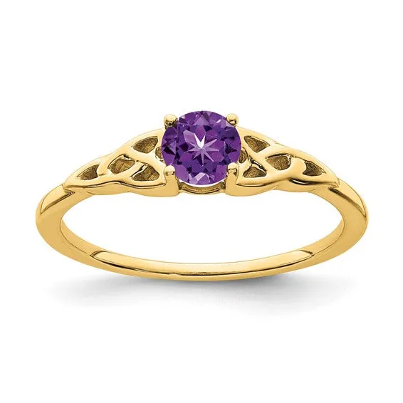 10k or 14k Gold 4.5mm Round Gemstone Celtic Knot Side Rings