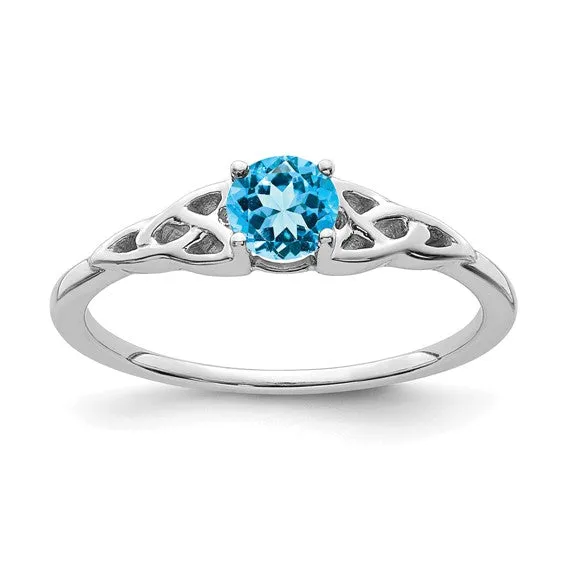 10k or 14k Gold 4.5mm Round Gemstone Celtic Knot Side Rings