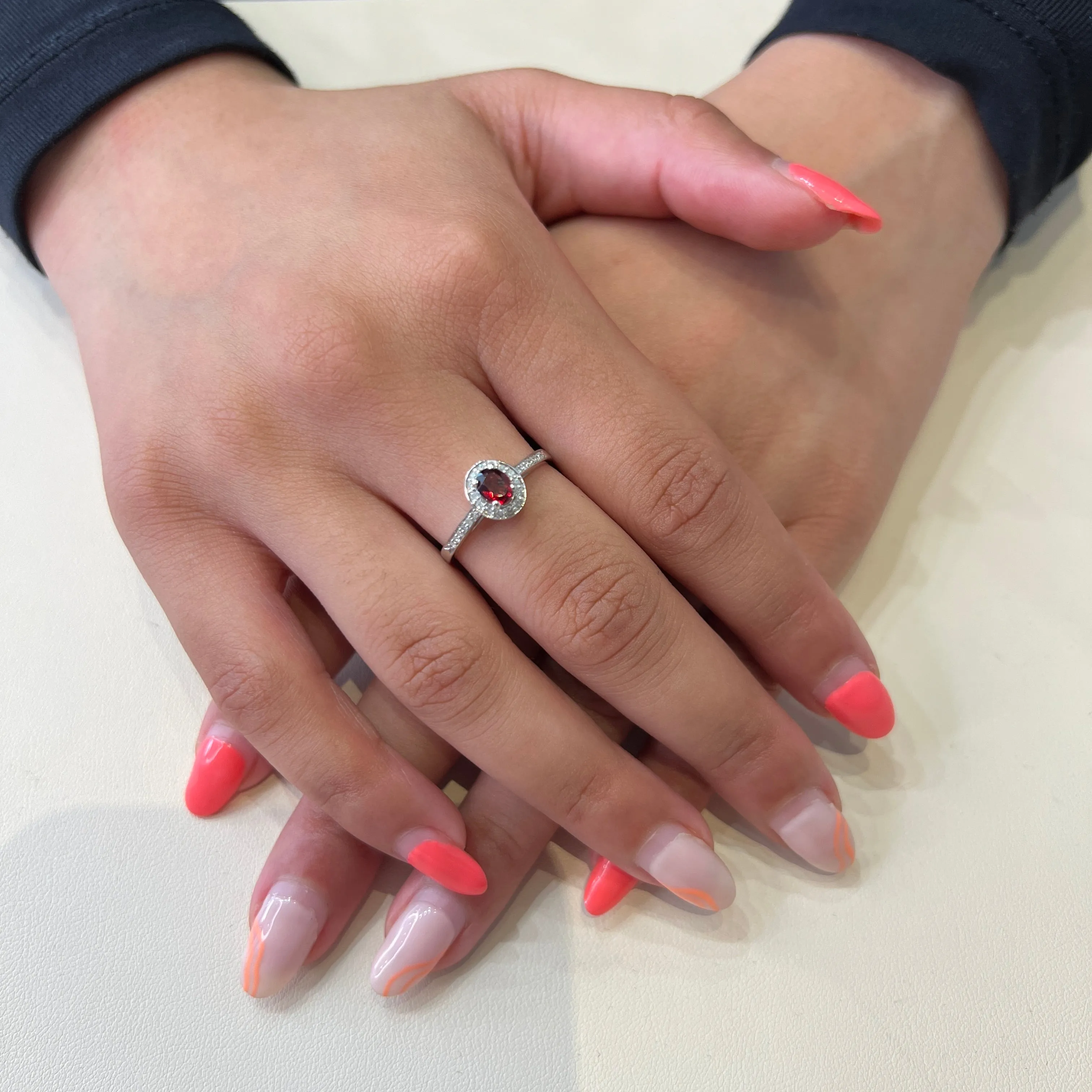 10K White Gold (February) Birthstone Amethyst and Diamond Halo Ring