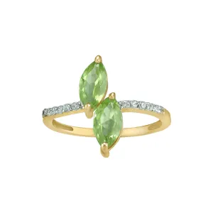 10k Yellow Gold Peridot and Diamond Band Ring