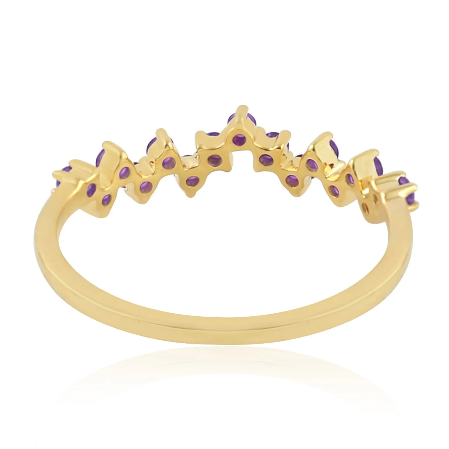 10K Yellow Gold Prong Set Amethyst Gemstone Designer Ring
