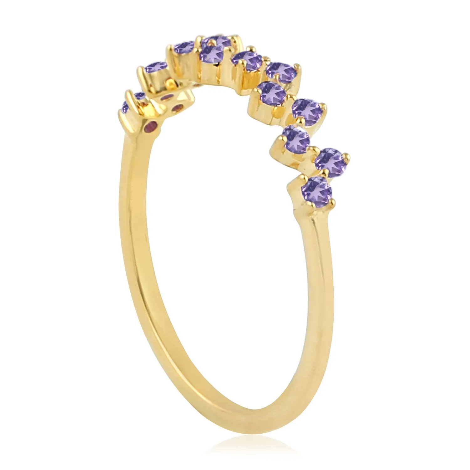 10K Yellow Gold Prong Set Amethyst Gemstone Designer Ring