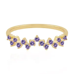 10K Yellow Gold Prong Set Amethyst Gemstone Designer Ring