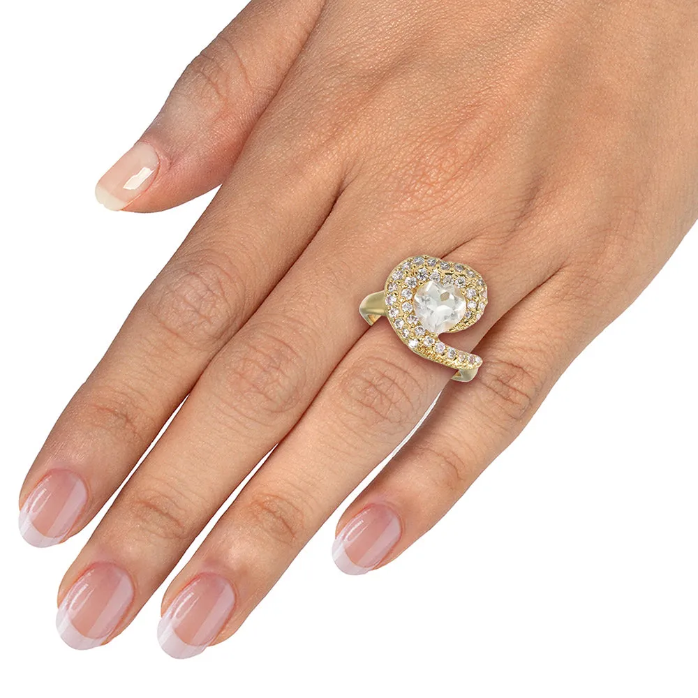 1.30 cttw Green Amethyst Ring Heart Shape Yellow Gold Plated over Brass 8 MM