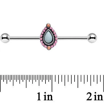 14 Gauge Light Blue and Pink Pastel Teardrop Industrial Barbell 38mm