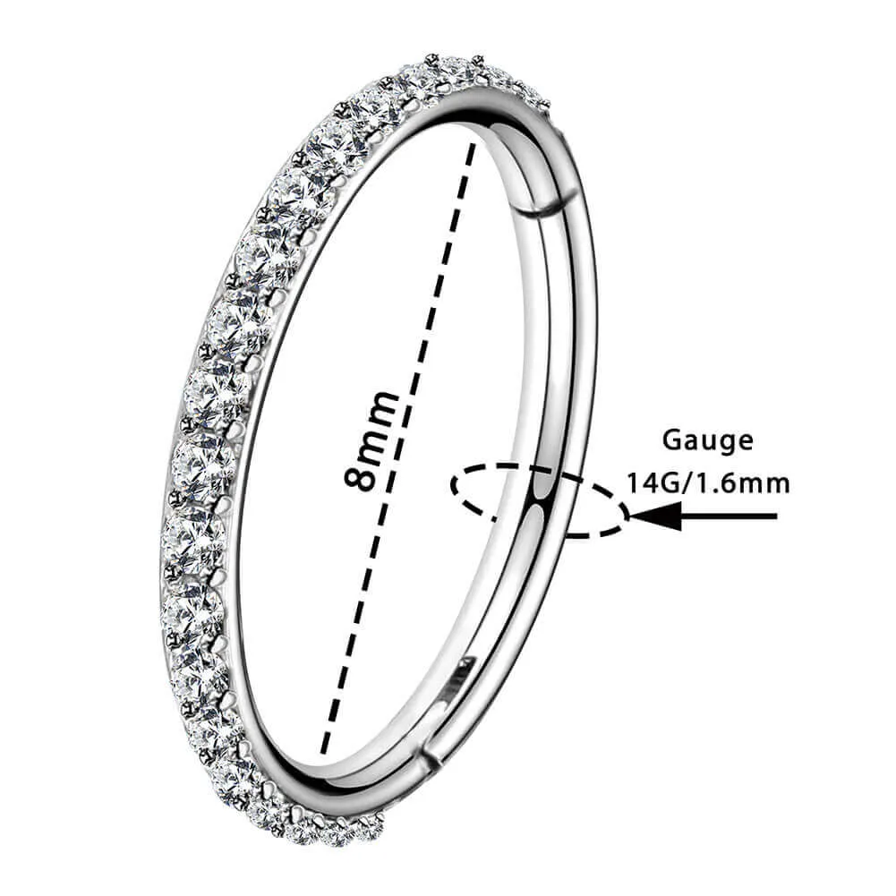 14G CZ Paved Hinged Belly Button Hoop Ring