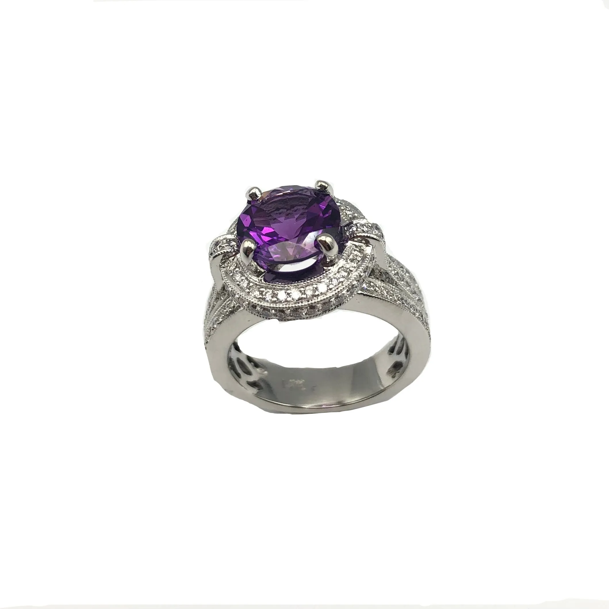 14K AMETHYST DIAMOND RING