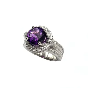 14K AMETHYST DIAMOND RING