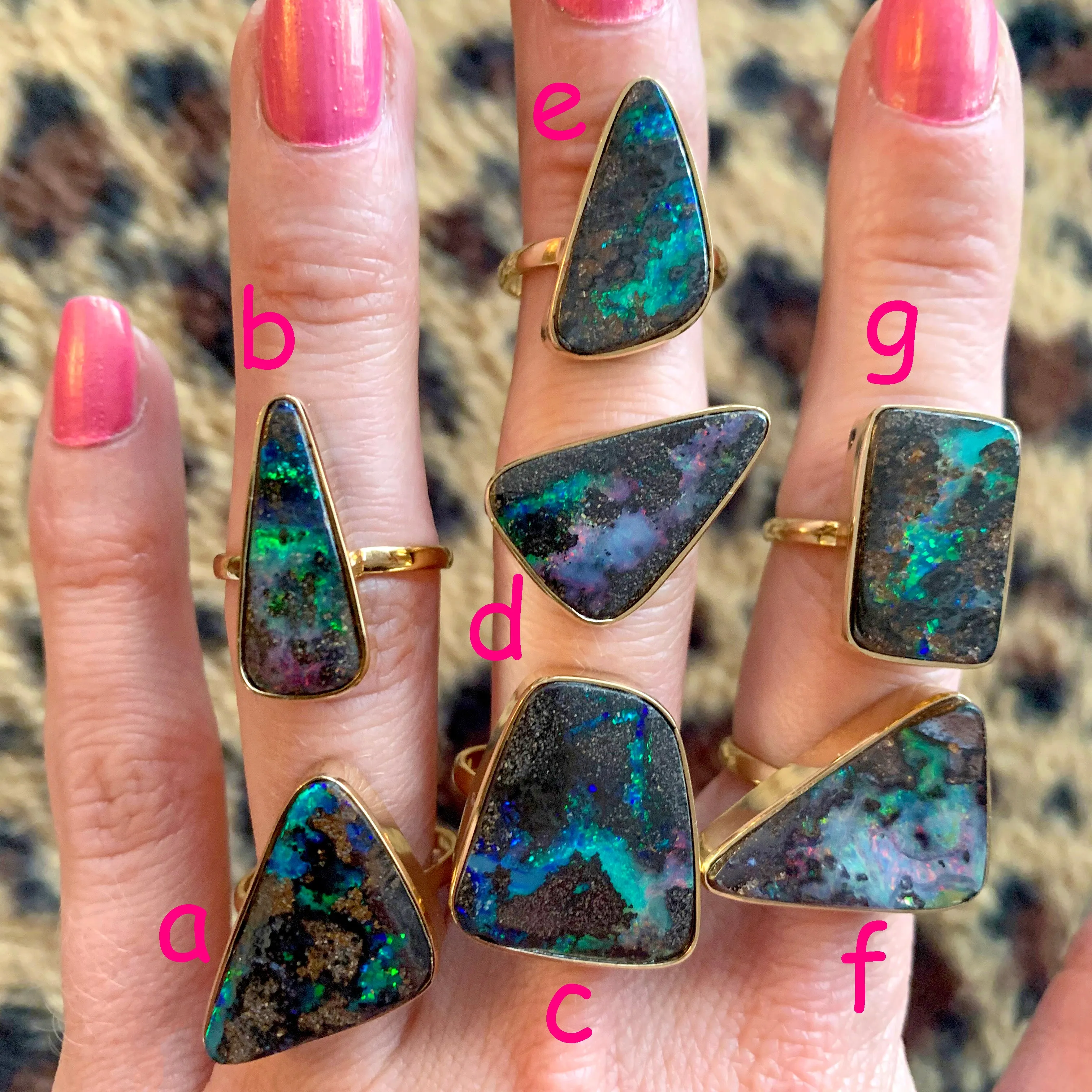 14k Chunky Space Boulder Opal Rings