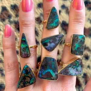 14k Chunky Space Boulder Opal Rings