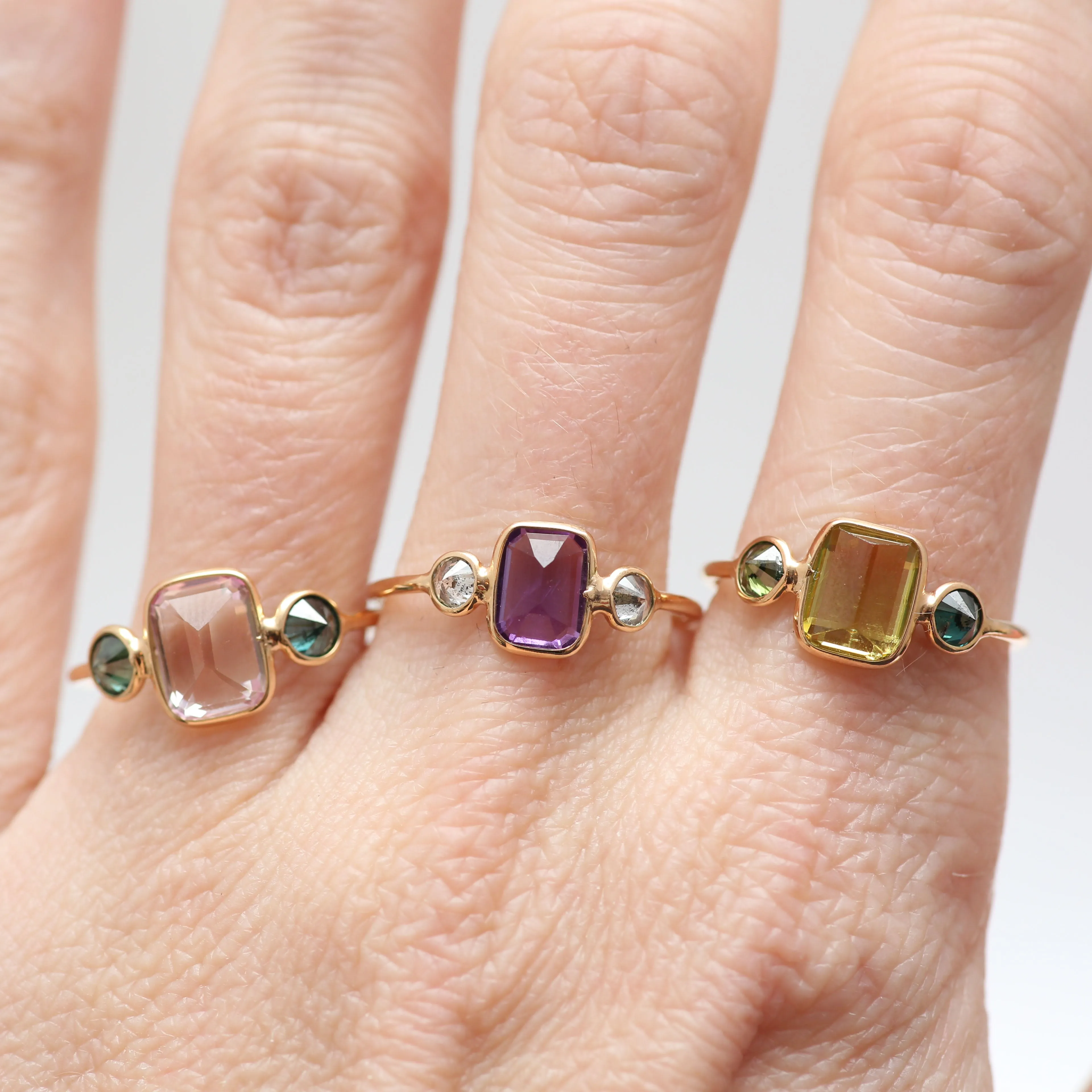 14k Circle Square Rings