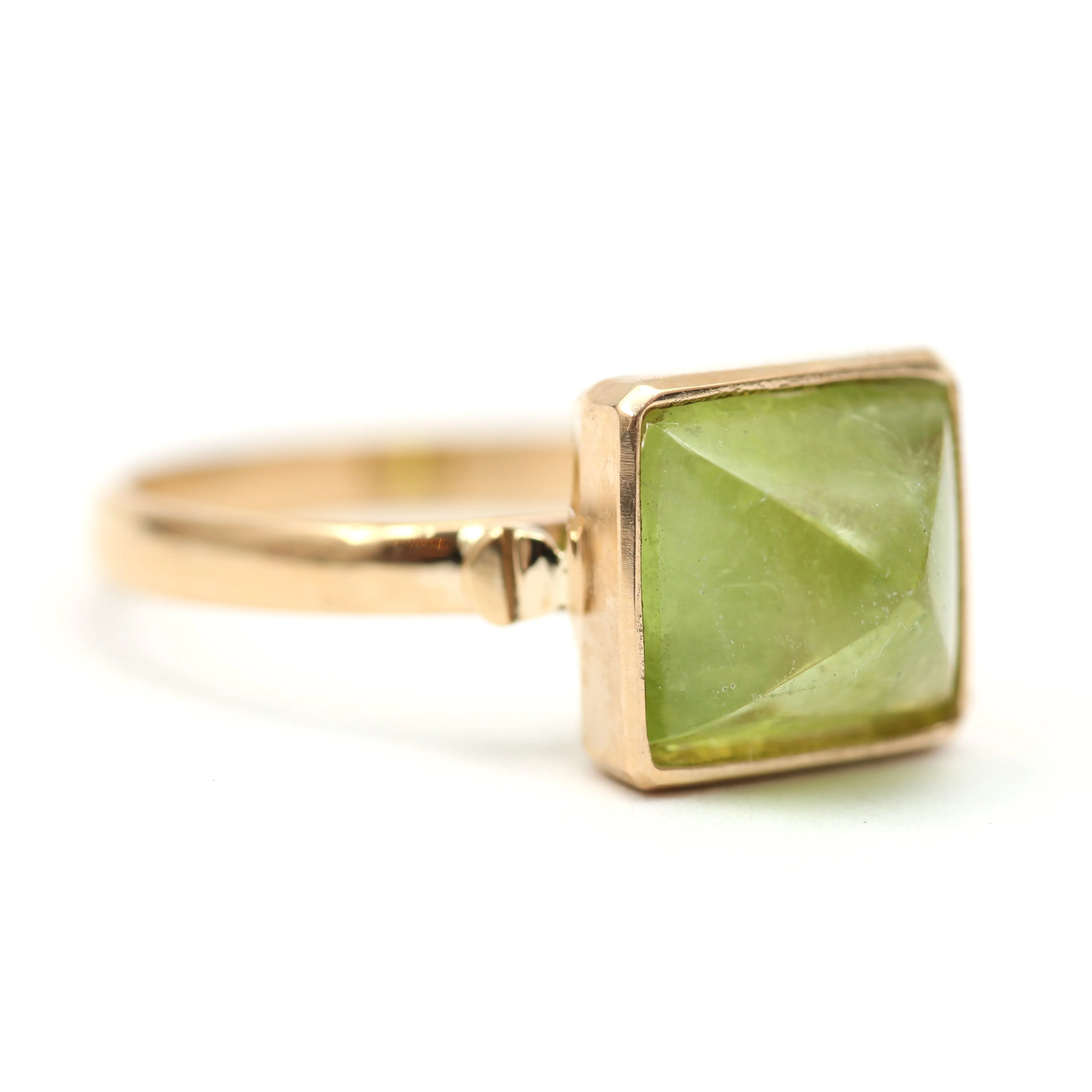 14k Peridot Pyramid Ring