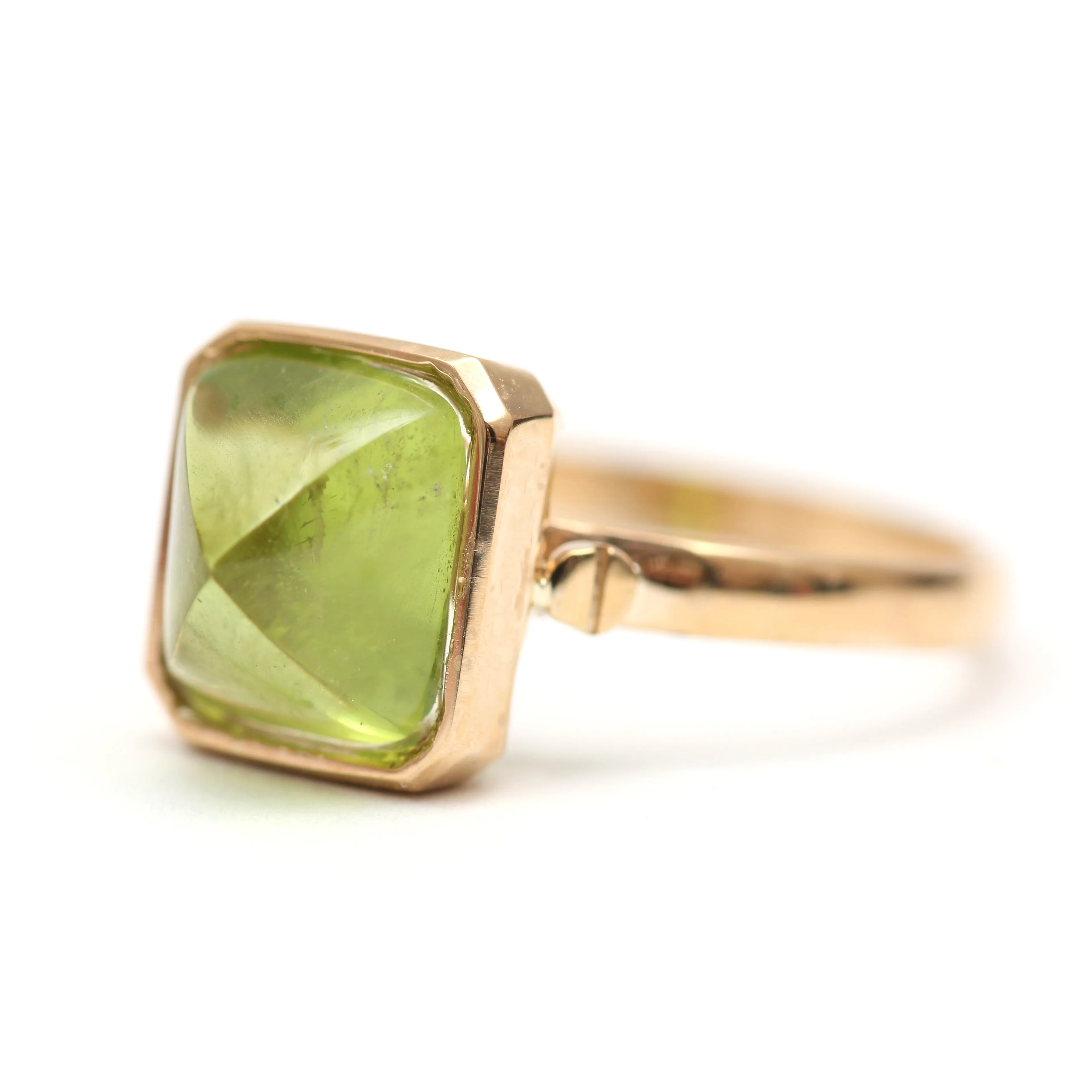 14k Peridot Pyramid Ring