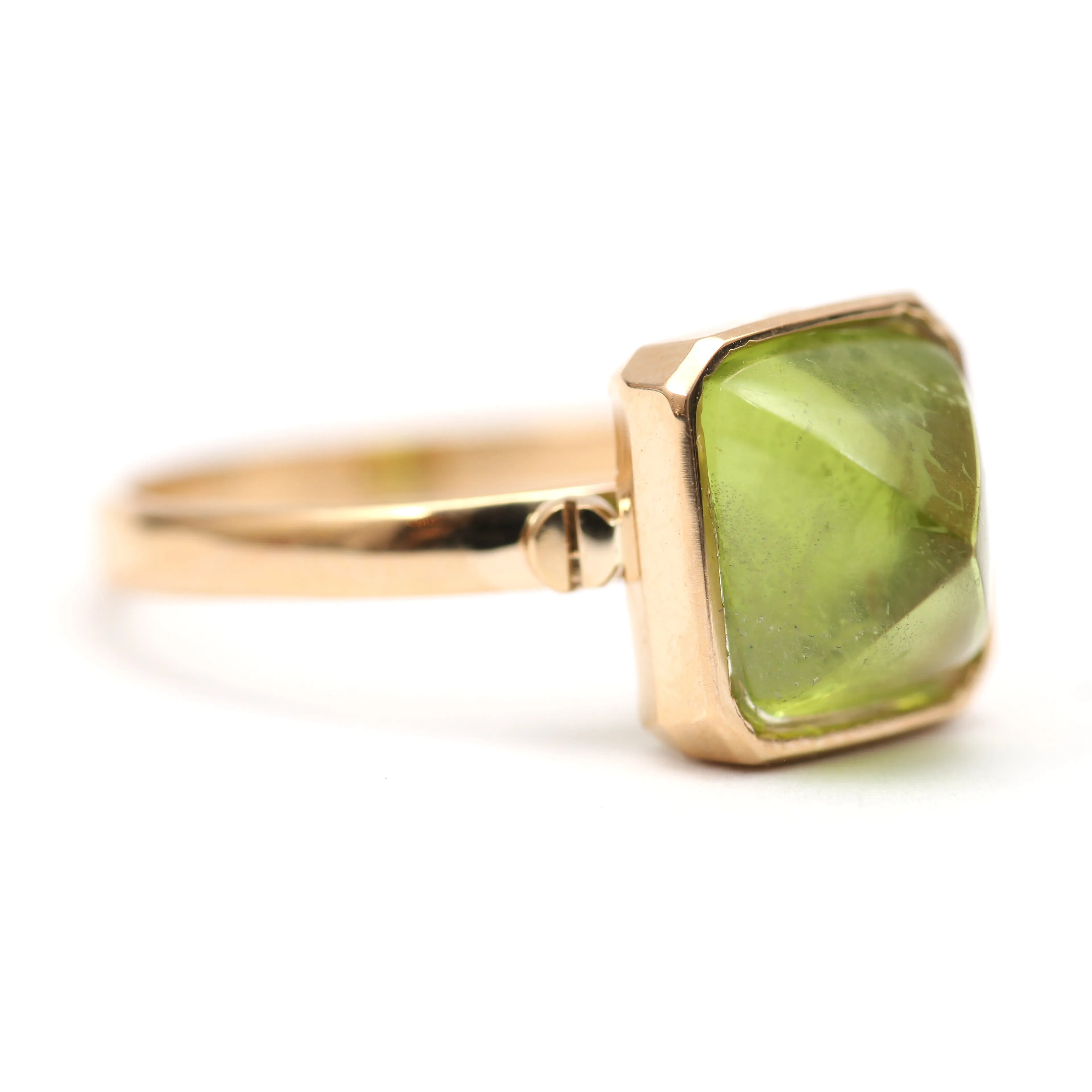 14k Peridot Pyramid Ring