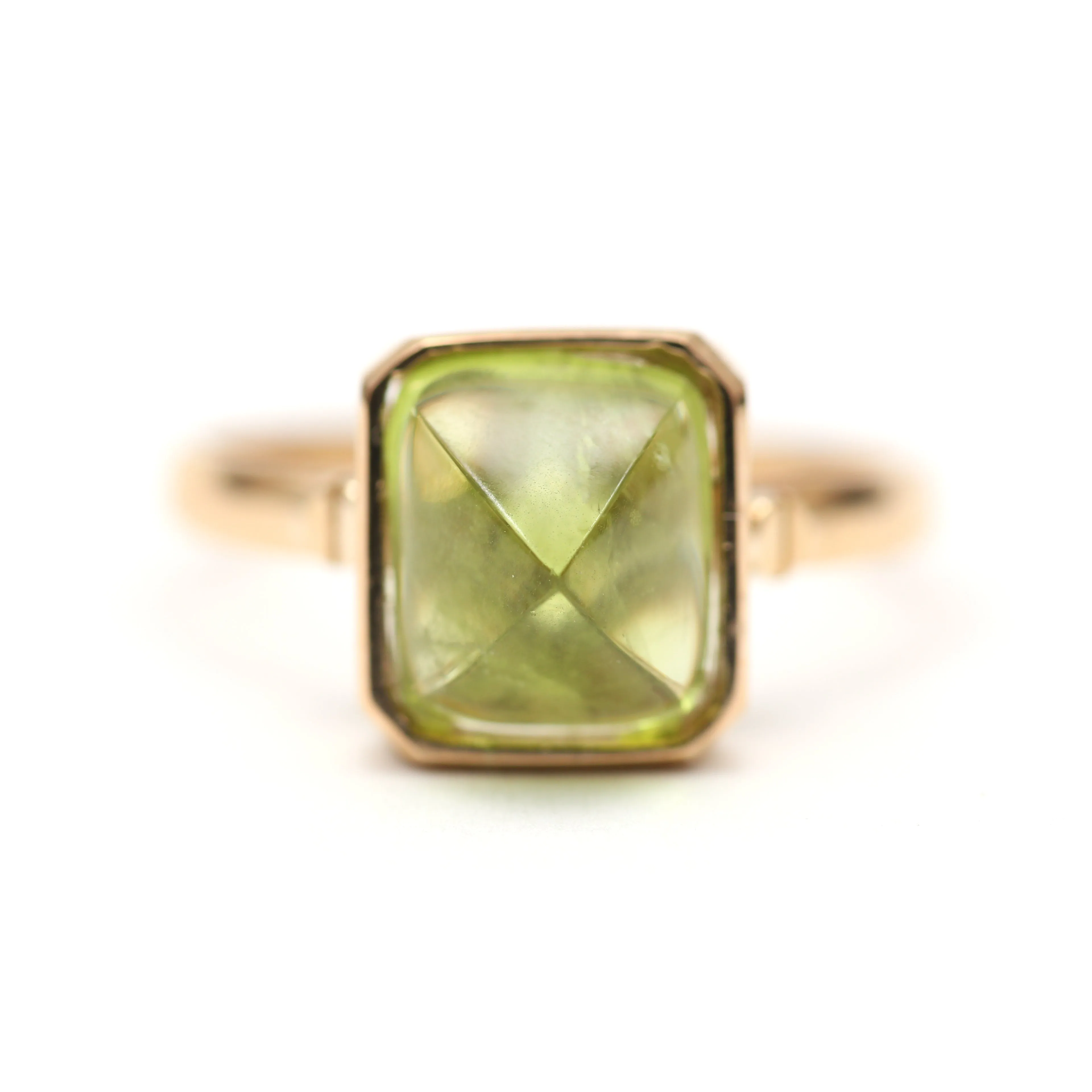 14k Peridot Pyramid Ring