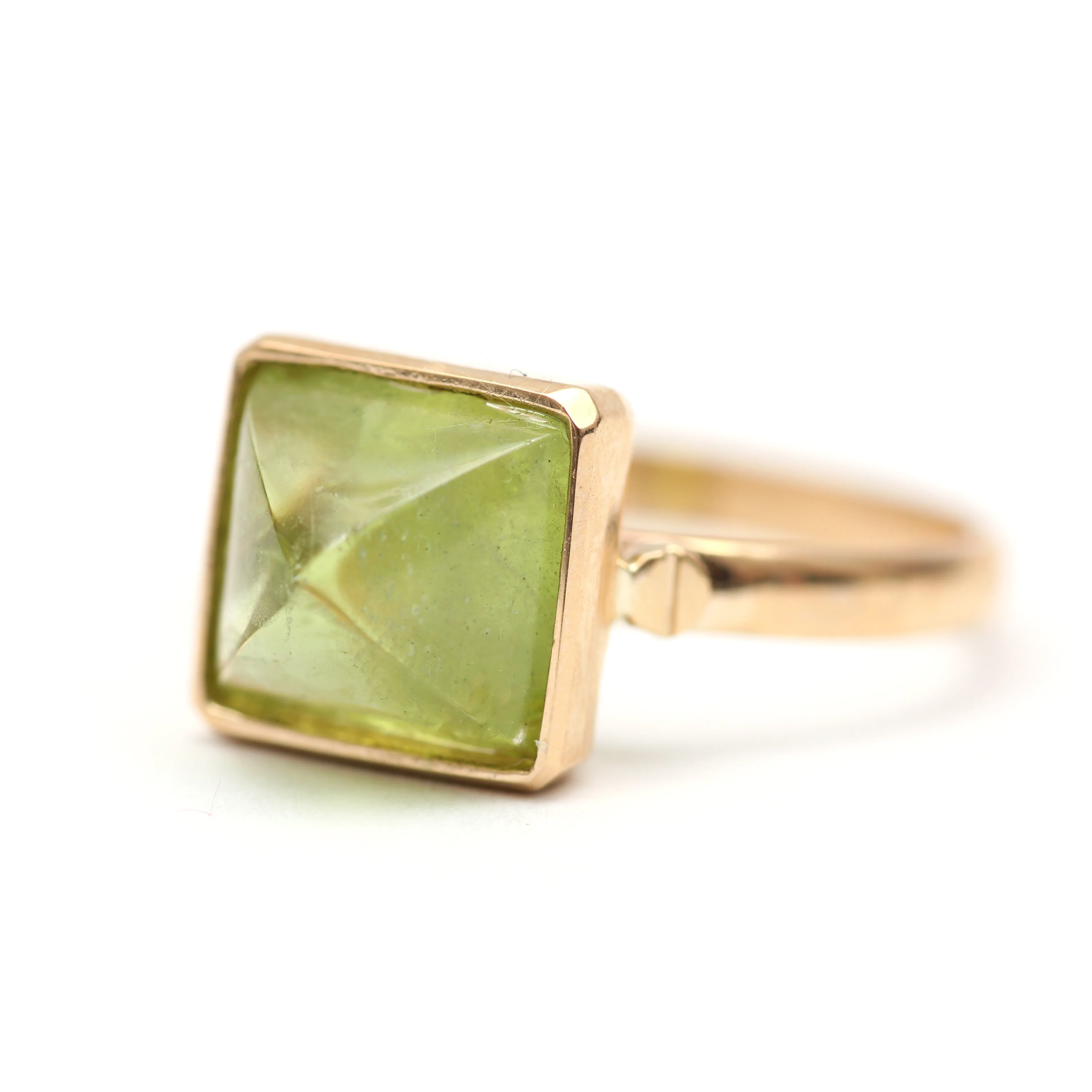 14k Peridot Pyramid Ring