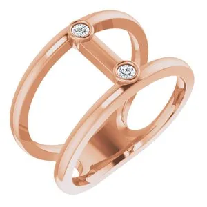 14K Rose .06 CTW Diamond Two-Stone Negative Space Ring