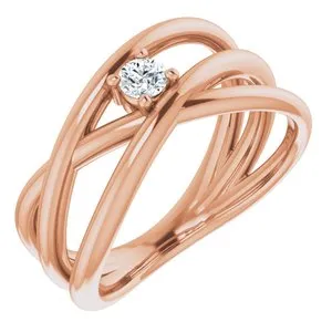14K Rose 1/8 CT Diamond Negative Space Ring