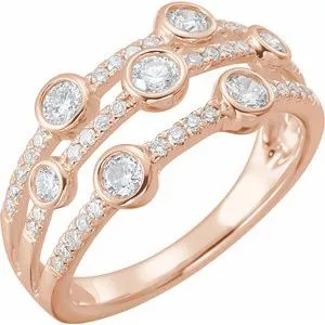 14K Rose 3/4 CTW Diamond Negative Space Ring