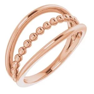 14K Rose Negative Space Beaded Ring