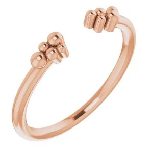 14K Rose Stackable Beaded Negative Space Ring