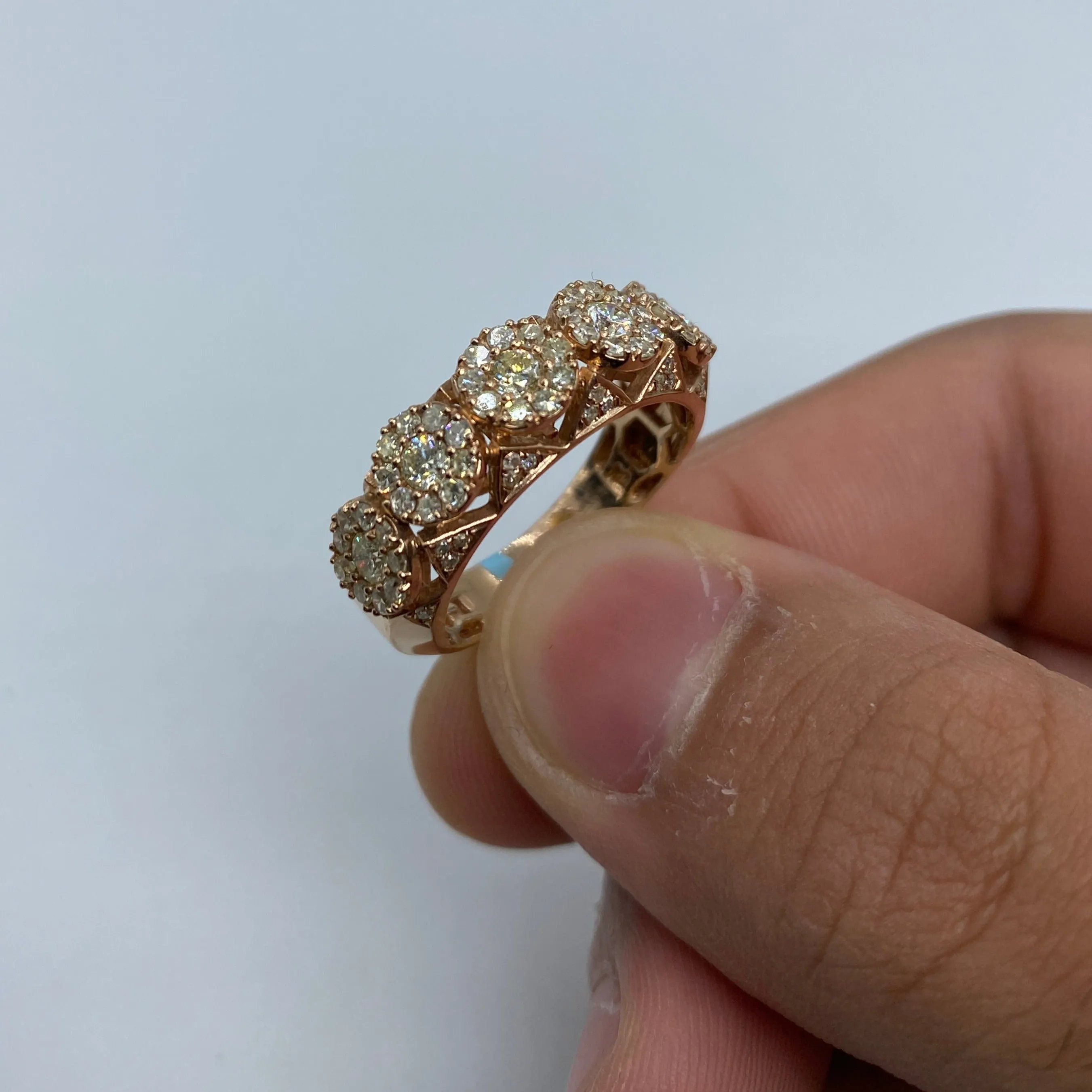 14K Space Flower Diamond Ring 1.8ct