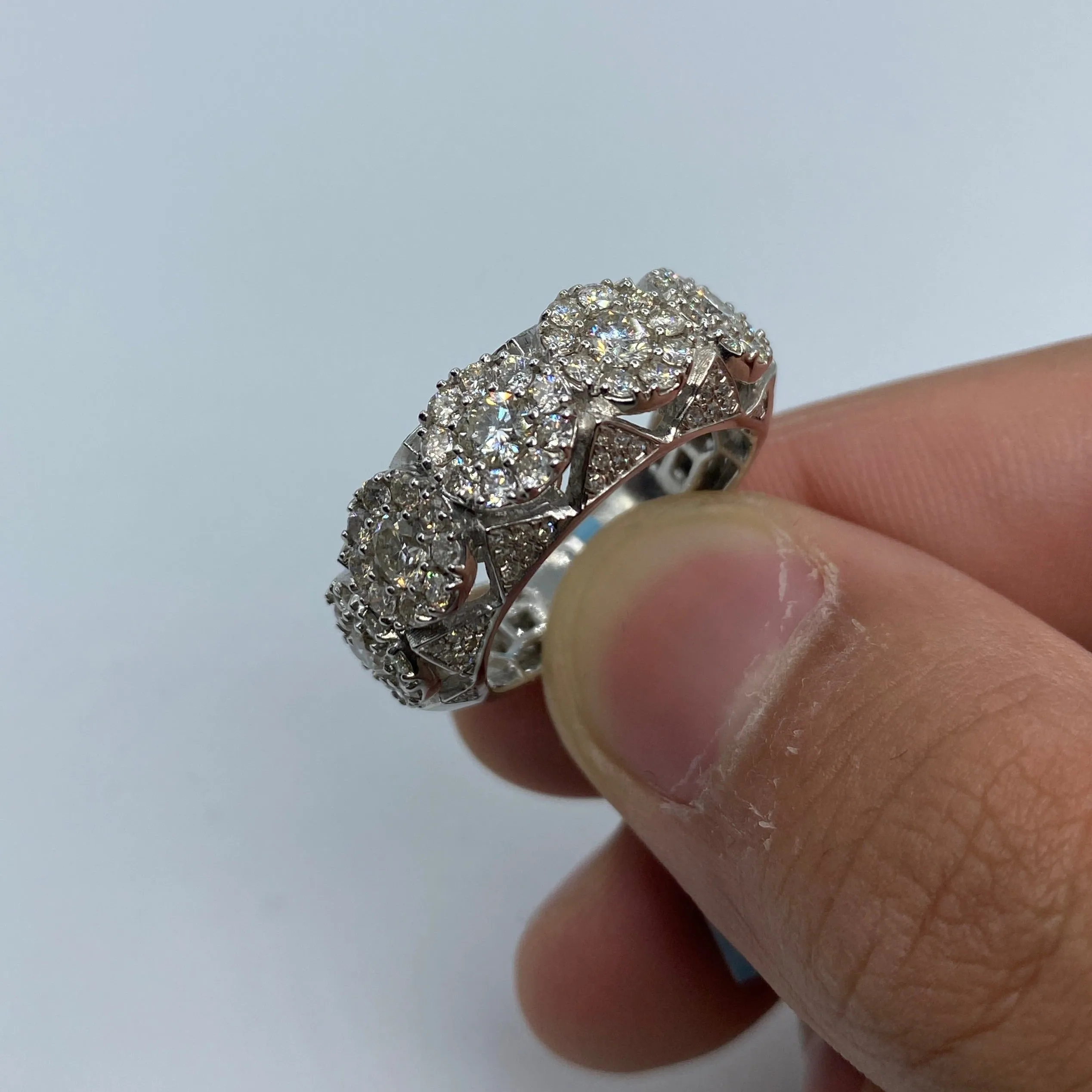 14K Space Flower Diamond Ring 3.5ct
