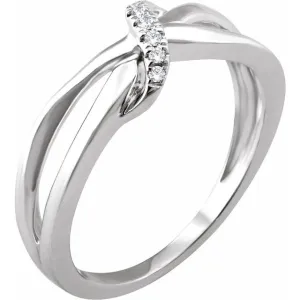 14K White .05 CTW Natural Diamond Negative Space Ring