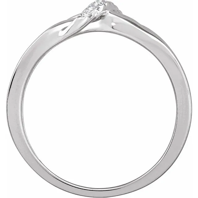 14K White .05 CTW Natural Diamond Negative Space Ring