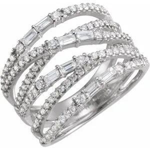 14K White 1 CTW Diamond Negative Space Ring