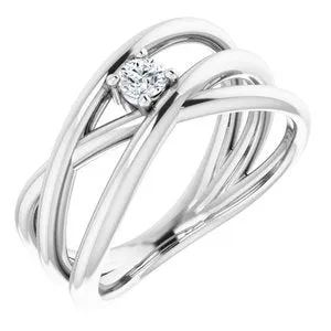 14K White 1/8 CT Diamond Negative Space Ring
