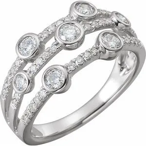 14K White 3/4 CTW Diamond Negative Space Ring