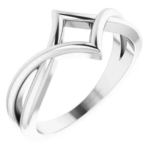 14K White Geometric Negative Space Ring