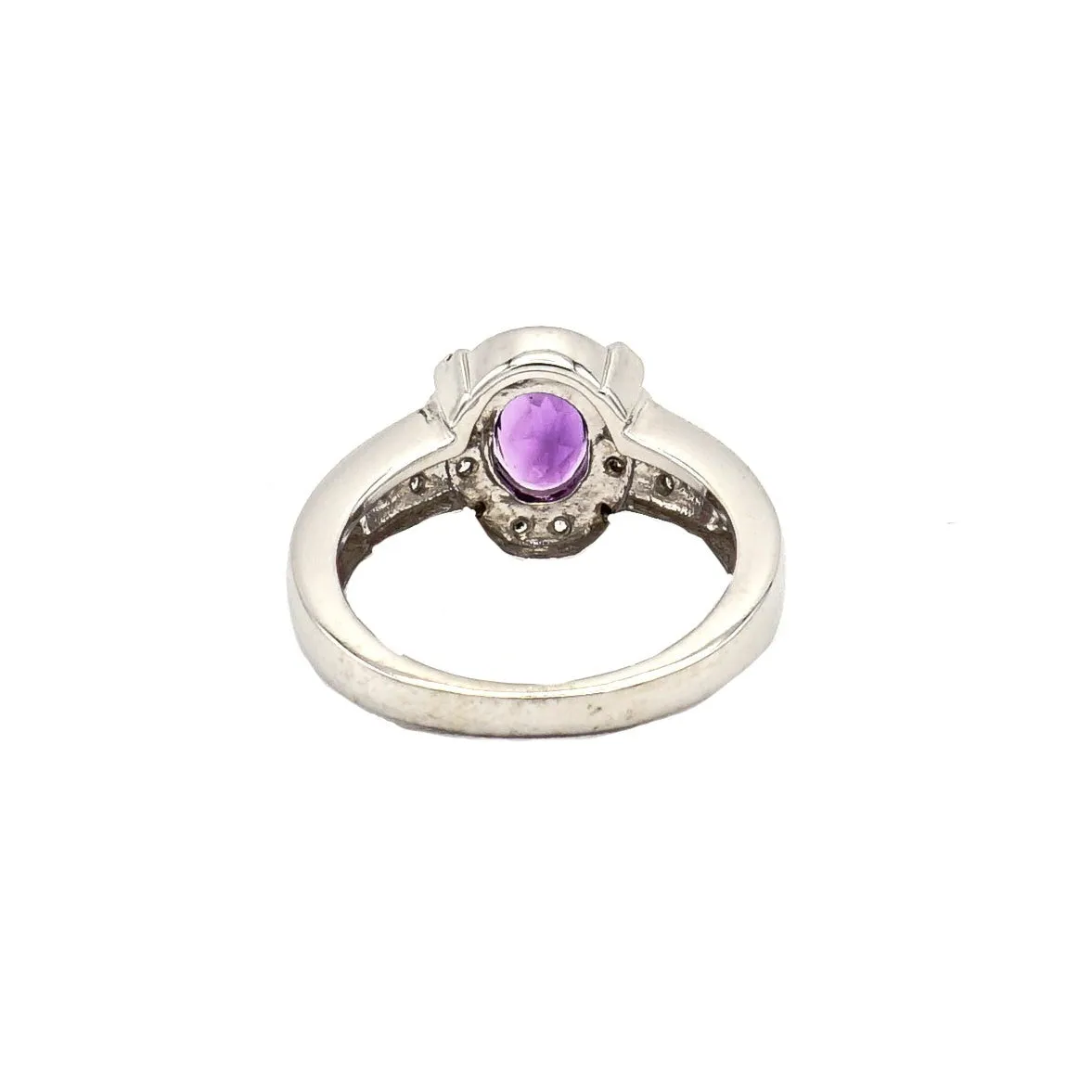 14K White Gold Amethyst and Diamond Ring