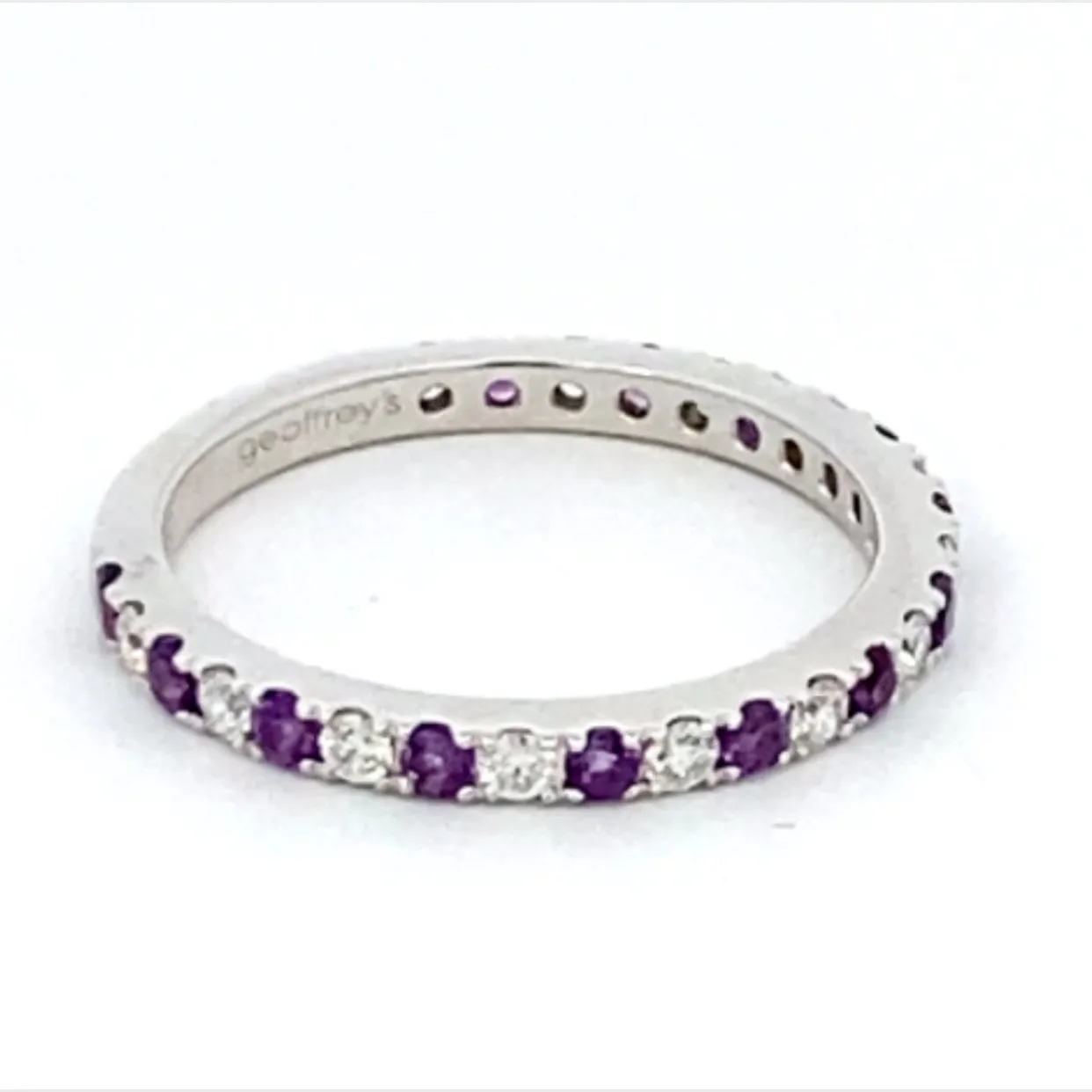 14K White Gold Amethyst And Round Diamond Ring (.57ctw)