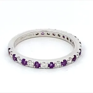 14K White Gold Amethyst And Round Diamond Ring (.57ctw)