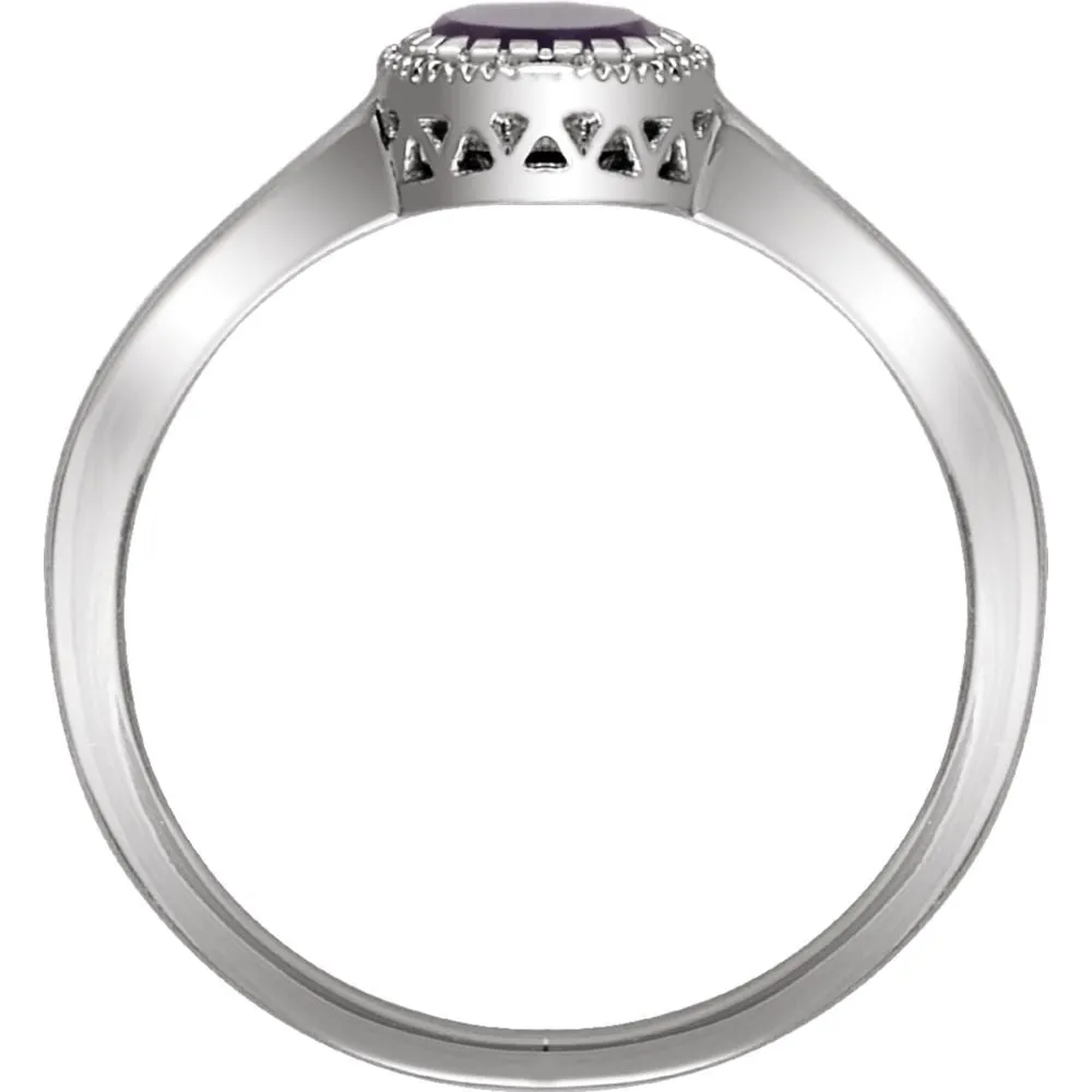 14k White Gold Amethyst "February" Birthstone Ring, Size 7