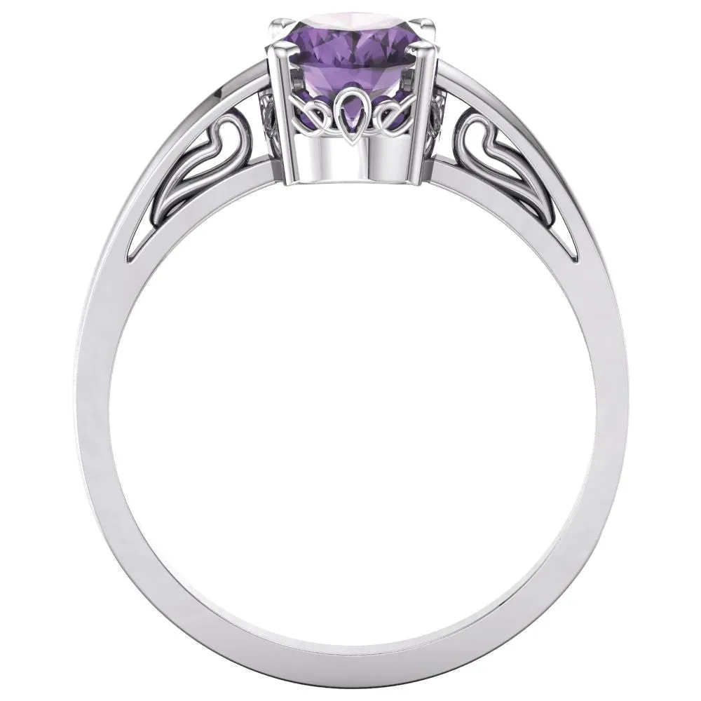 14k White Gold Amethyst Ring, Size 7