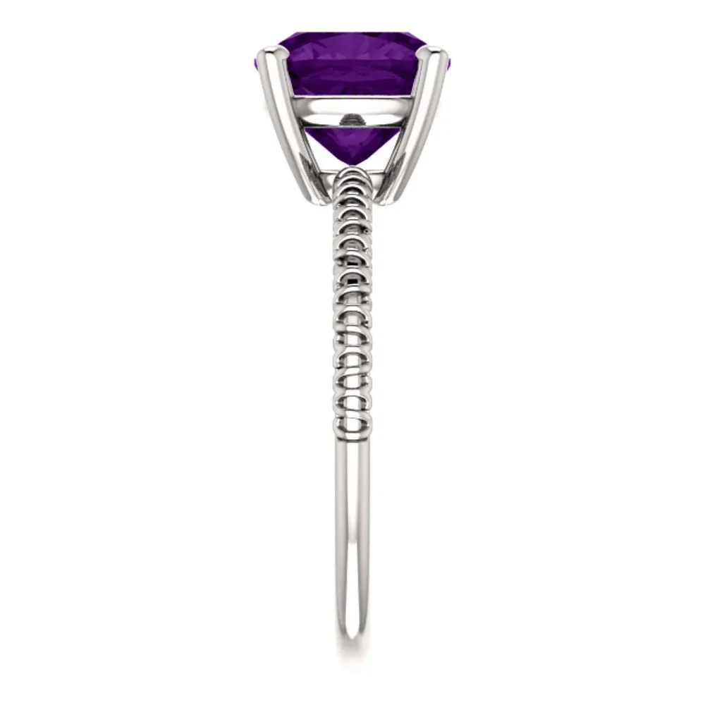 14k White Gold Amethyst Ring, Size 7