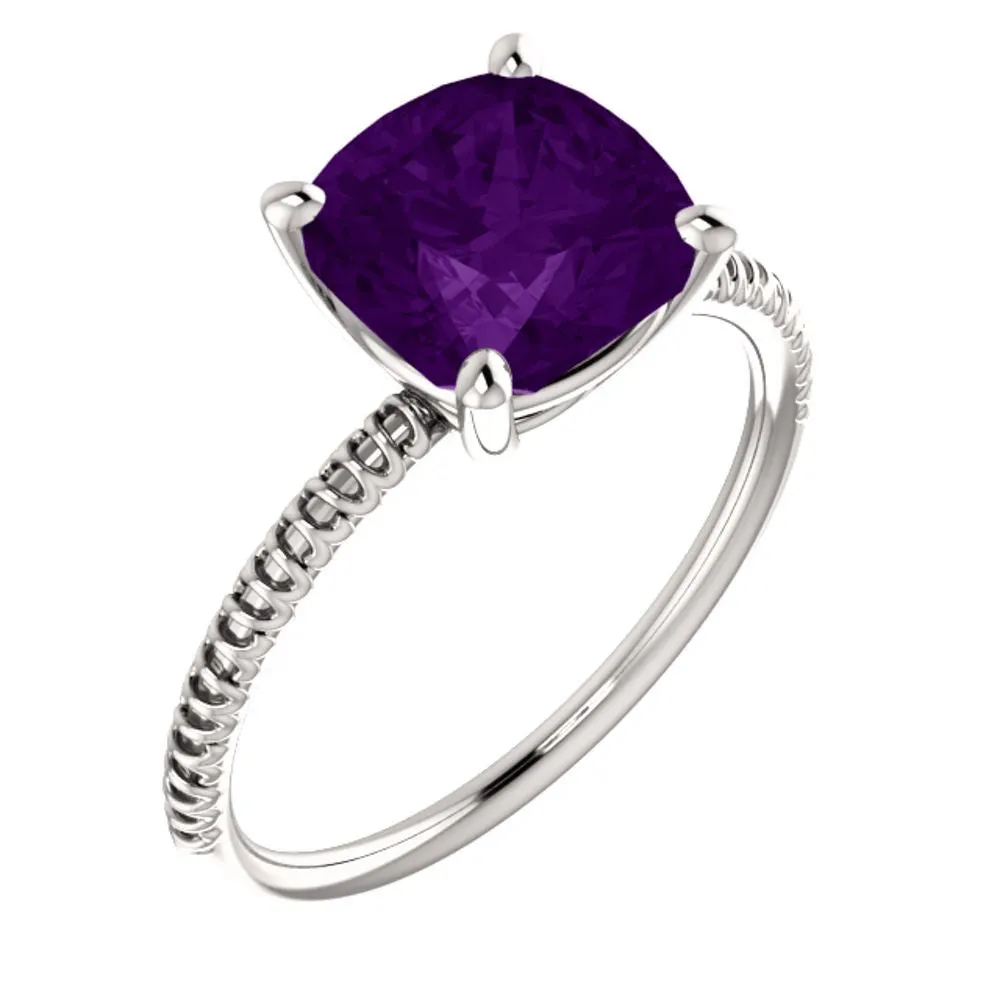 14k White Gold Amethyst Ring, Size 7