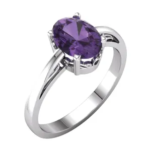 14k White Gold Amethyst Ring, Size 7